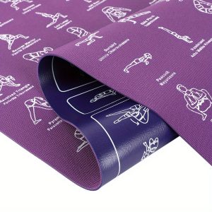 1-Pack SY Fitness Non-Slip Exercise Yoga Mat with Illustrated Poses for Home Workouts, Professional Training PVC Mat - Blue/Purple