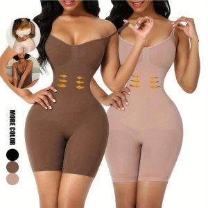 Women's Solid Backless Seamless Yoga Shapewear Bodysuit, Casual Comfy Tummy Control Butt Lifting Shaper for Daily Wear, Ladies Yoga Shapewear for All Seasons, Tummy Flattering Outfits Womenswear Shapewear