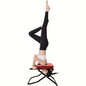 HOTMALLL Yoga Headstand Bench, Exercise Workout Fitness Training Chair, Practice Head Stand Equipment Shoulderstand and Strength Training, Black+Red/ Black (Black+Red)