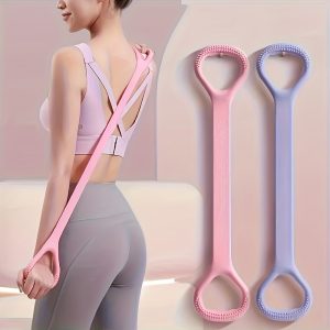 1pc Silicone Yoga Stretch Band for Women - 8-Shaped Resistance Tensioner for Back, Shoulder & Slimming Training