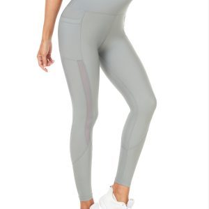 Women's Quick-Dry Mesh Yoga Leggings - High Waist, Stretchy Running & Fitness Pants with Lace Detail, Machine Washable